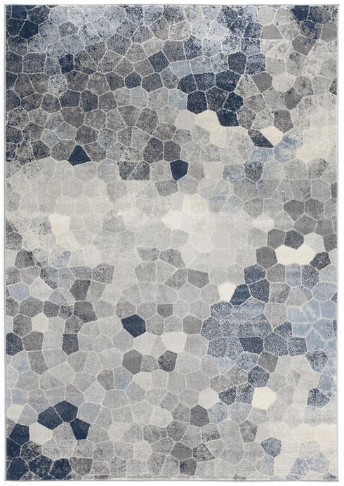 2' X 3' Navy Blue Cobblestone Pattern Scatter Rug